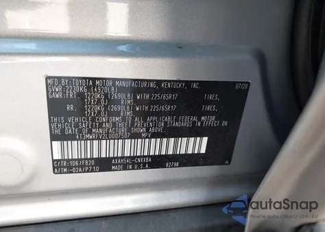 2020 Toyota Rav4 Le from USA, damaged, VIN 4T3MWRFV2LU007507